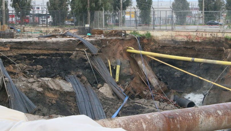 Metronun yer altı otoparkındaki göçükte çalışmalar sürdürülüyor