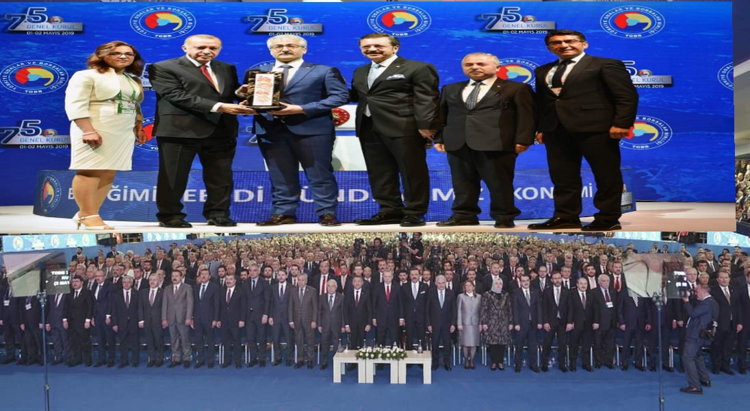 Zile Ticaret odası Türkiye 1.oldu plaketini Cumhurbaşkanı Recep Tayyip Erdoğan’ın elinde aldı