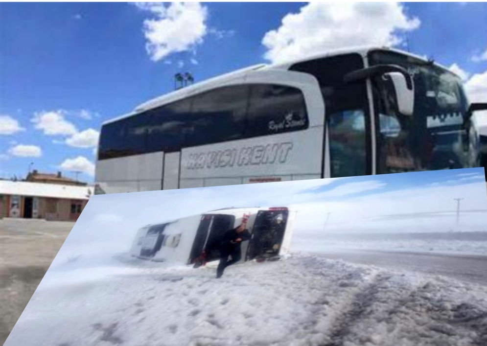 Şehirler arası Yolcu otobüsü devrildi: 13 yaralı