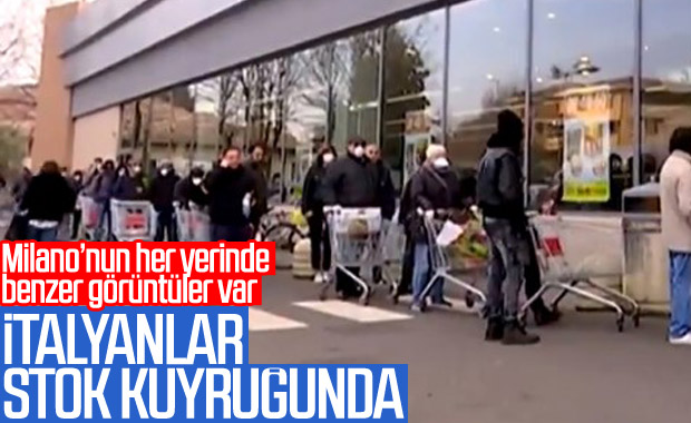 İtalya’da market önlerinde koronavirüs kuyruğu