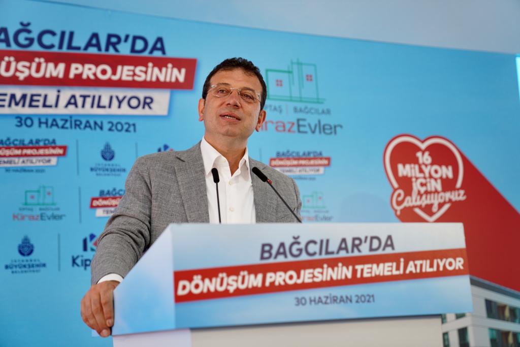 BAĞCILAR KİRAZ EVLER’İN TEMELİNİ ATAN İMAMOĞLU UYARDI: “İMAR ARTIŞLARIYLA İSTANBUL DÖNÜŞEMEZ”