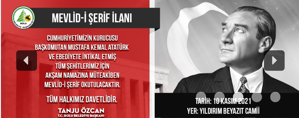 Bolu Belediyesi Atatürk ve şehitler için mevlit okutacak