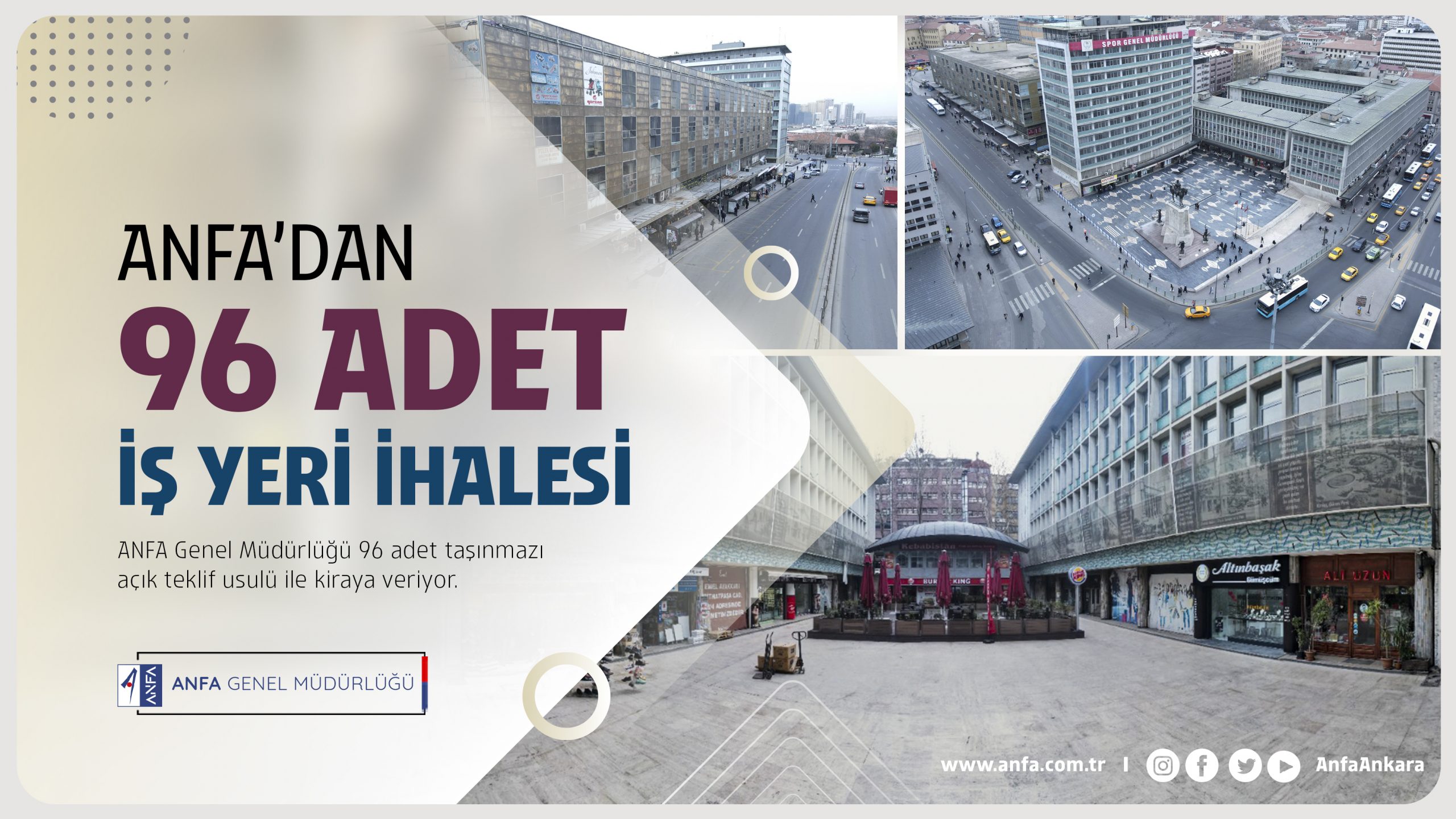 ANFA’DAN ULUS İŞ HANI VE ANAFARTALAR ÇARŞISI’NDAKİ 96 ADET İŞ YERİ İÇİN KİRA İHALESİ