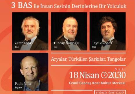 SALI RESİTALLERİ’NDE 3 BAS GRUBU RENKLİ BİR PROGRAMLA SAHNE ALACAK