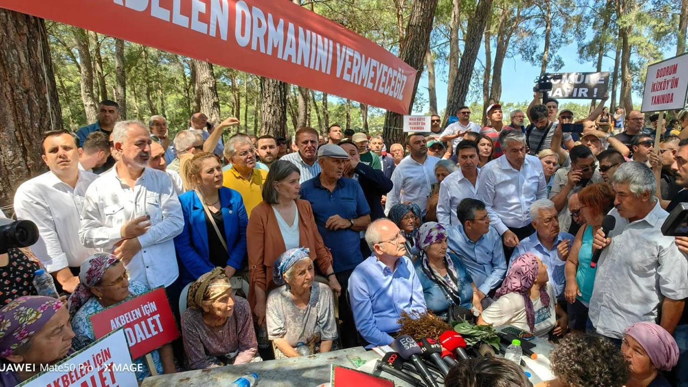 CHP lideri Kemal Kılıçdaroğlu Muğla Akbelene protestoya gitti protesto edildi