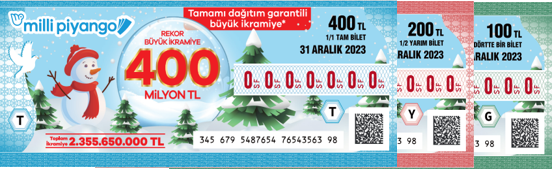 Yılbaşı çekilişinde dağıtım garantili 600 milyon TL’lik rekor büyük ikramiye 3 adet çeyrek bilete çıktı