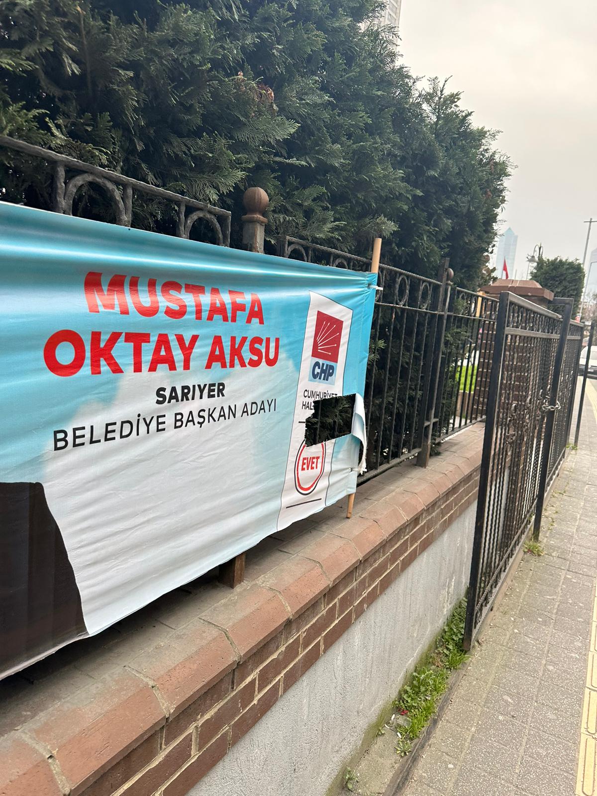 Sarıyer’de İmamoğlu ve Aksu’nun afişlerine saldırı