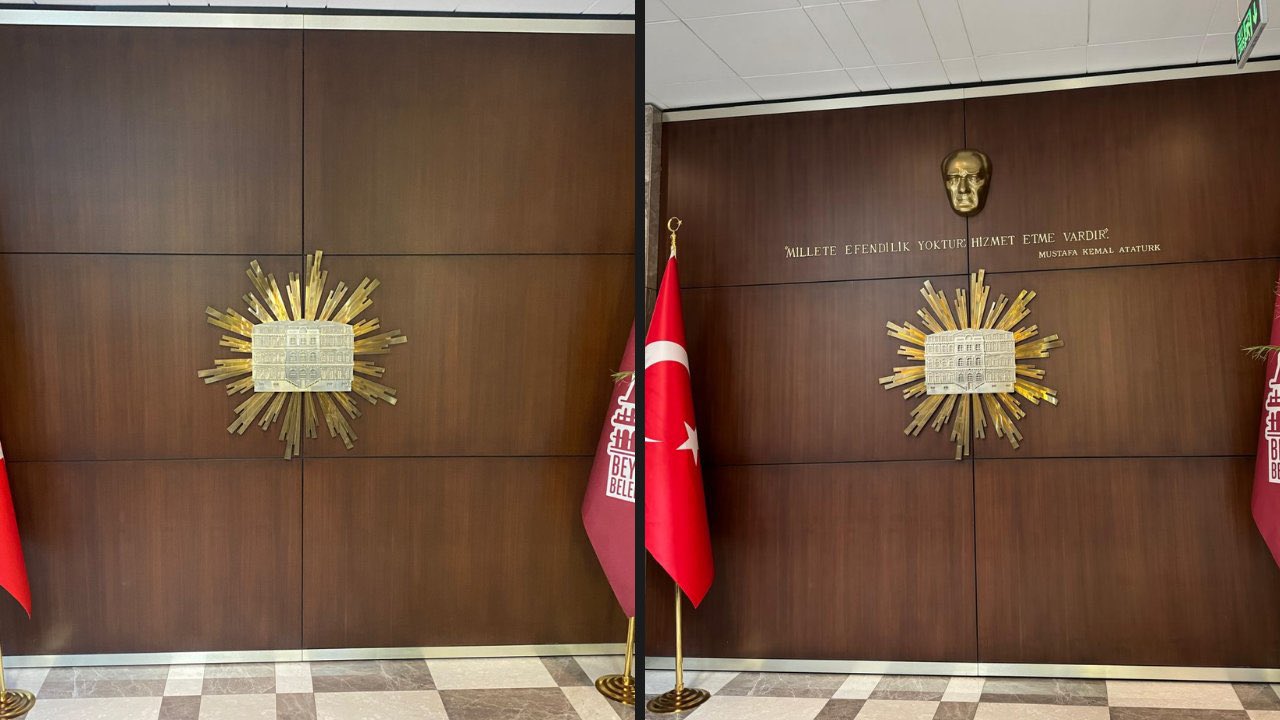 Beyoğlu Belediyesi’nde Atatürk Rölyefi ve Sözleri Belediye Binasına Asıldı