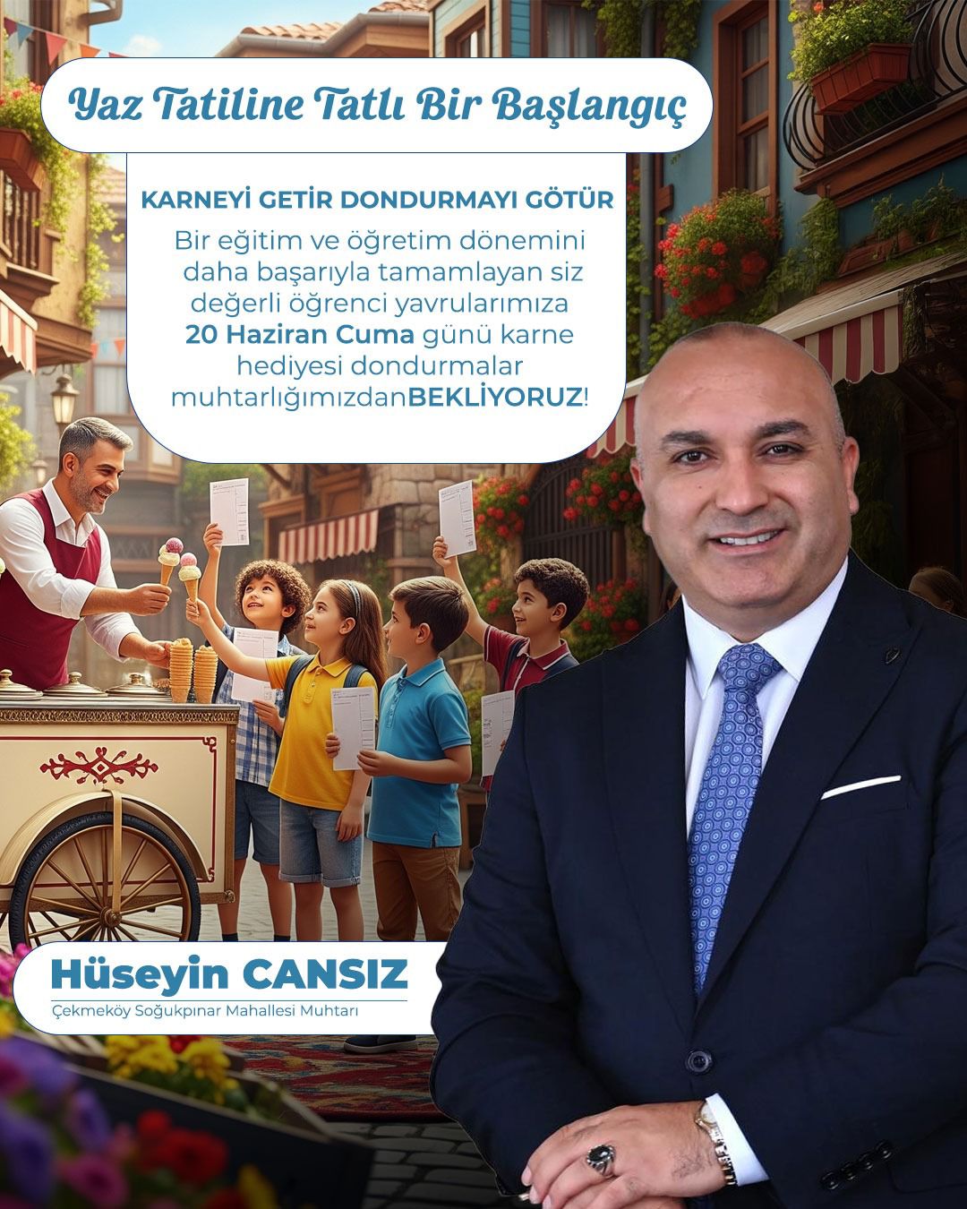 Karneni Getir, Dondurmanı Al!” – Çekmeköy Soğukpınar Muhtarı Hüseyin Cansız’dan Çocuklara Tatlı Bir Jest