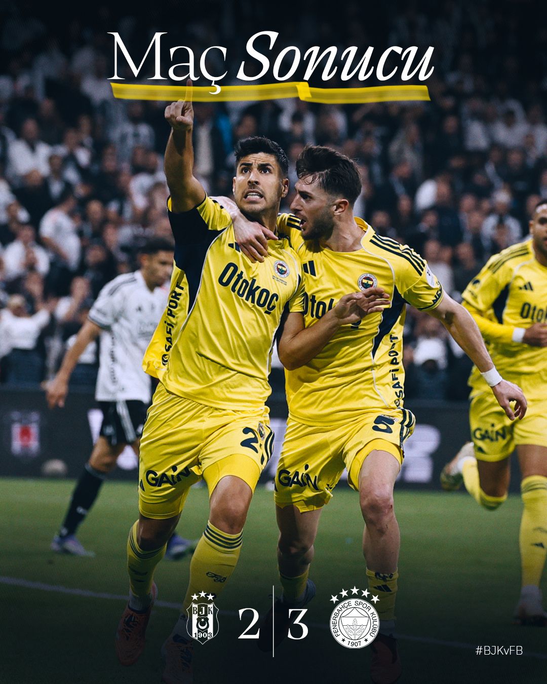 TÜRK TELEKOM STADYUMU'NDA TARİH YAZILDI: FENERBAHÇE 2-0'DAN DÖNEREK BEŞİKTAŞ'I 3-2 YENDİ! DERBİDE 3 PUAN BİZİM!