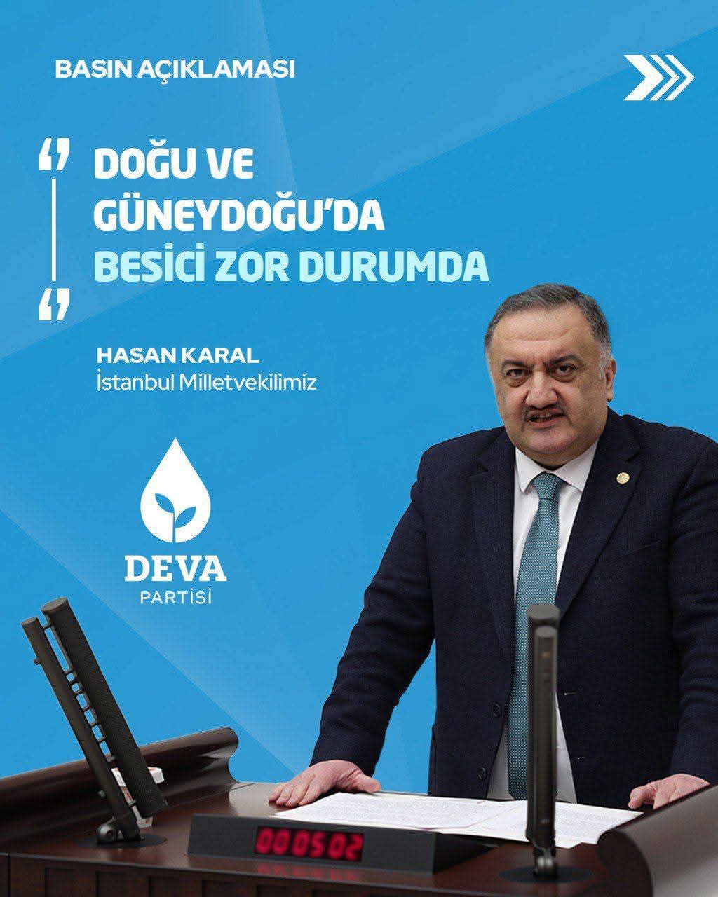 DEVA Partili Hasan Karal: “Doğu ve Güneydoğu’da Hayvancılık Alarm Veriyor”