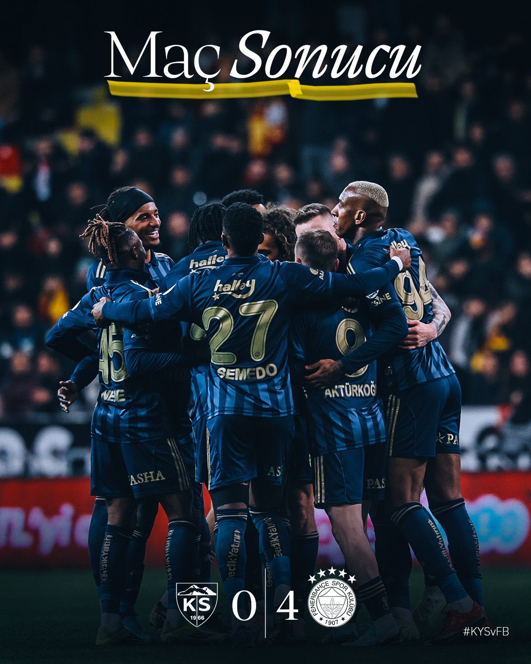 Fenerbahçe’den Kayseri’de Gol Şovu: 4-0’lık Net Galibiyet!