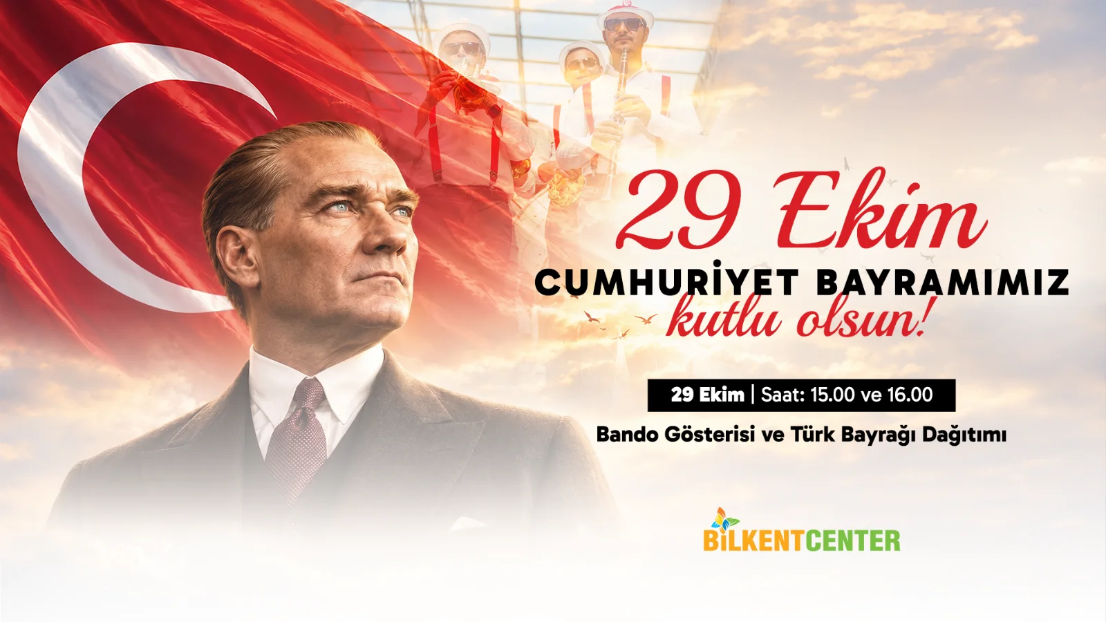 Bilkent Center’da 29 Ekim Coşkusu: Cumhuriyet Bandosu ve Türk Bayrağı Dağıtımı